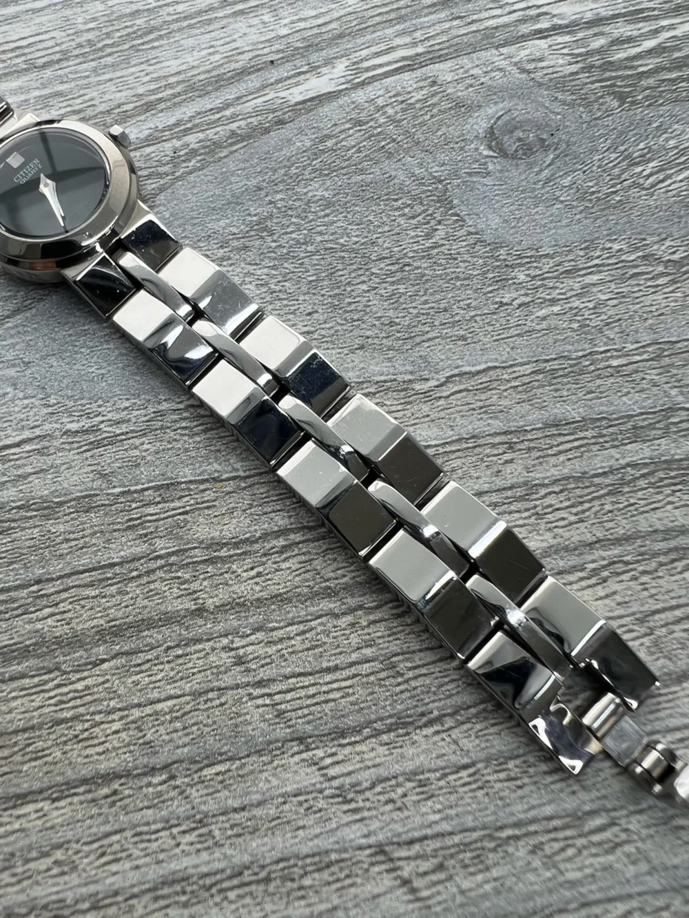 Citizen Silver Stainless Ladies Steel Watch with Black Dial